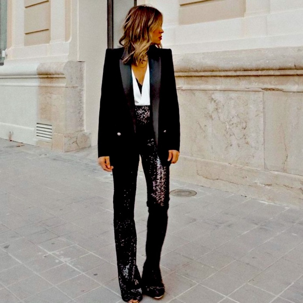 Zara Black Sequin Pants. NWT. Size X Small.